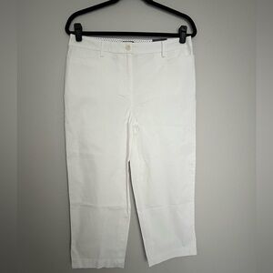 Talbots Women Capri Pants size 8 White Mid Rise Stretch Perfect Skimmer NWT